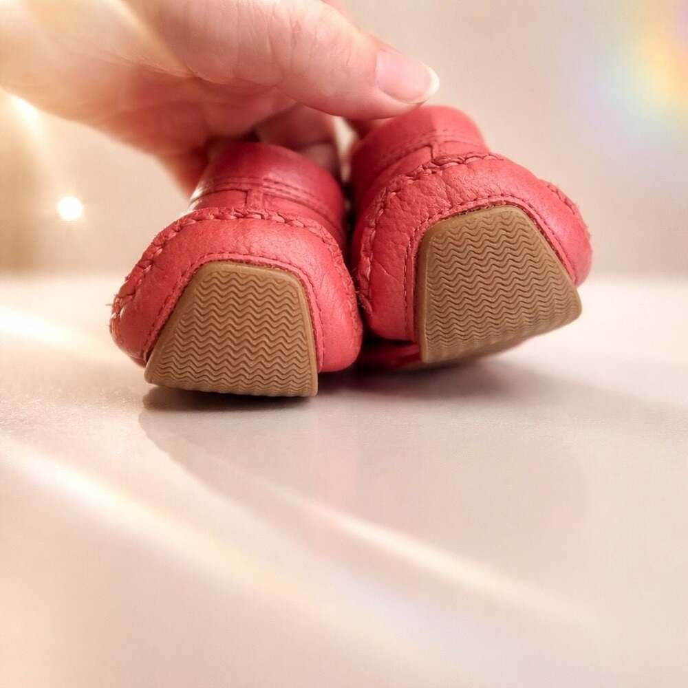 G.H. Bass & Co. Pink Pebbled Leather Penny Driving Loafers - Picture 3 of 3